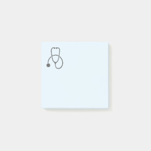 Stylish Grey Stethoscope on Pastel Blue Post-it Notes