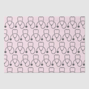 Stylish Grey Stethoscope Pattern on Pink Tissue Paper