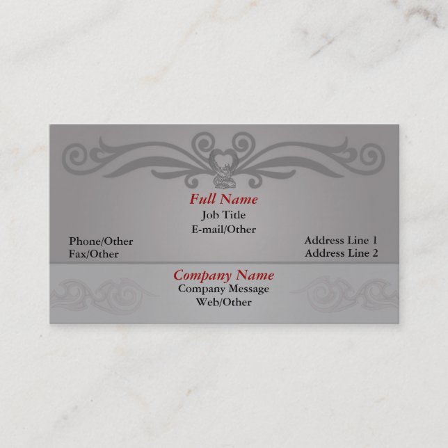 Stylish Grey Swirl Business Card Template (Front)