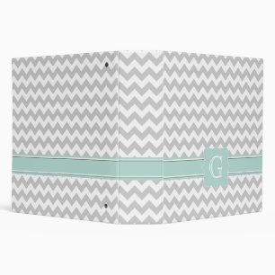 Stylish Grey & White Chevron Monogram Avery Binder
