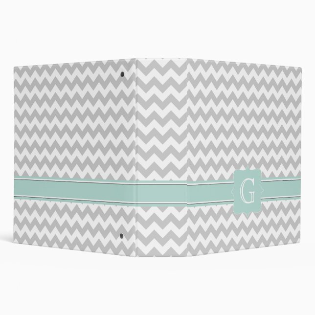 Stylish Grey & White Chevron Monogram Avery Binder (Background)