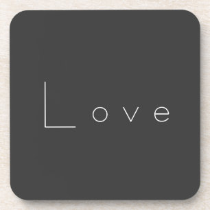 Stylish Grey White Love Wedding Coaster