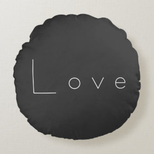 Stylish Grey White Love Wedding Round Pillow