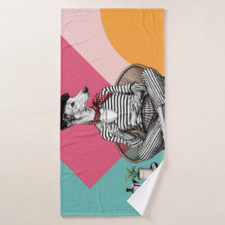 Stylish Greyhound Coffee Pop Art Portrait Bath Towel