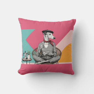Stylish Greyhound Coffee Pop Art Portrait Throw Pillow