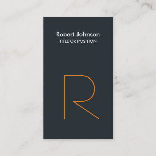 Stylish Greyish Blue Orange Monogram Business Card