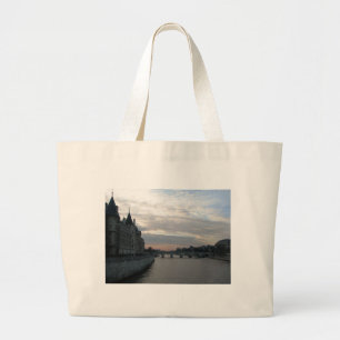Stylish Grocery Bag with beautiful sunset in Paris