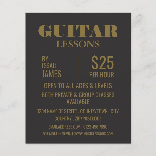 Stylish Guitar Lessons Advertising Flyer (Front)