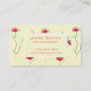Stylish hair and make up business pink flowers card
