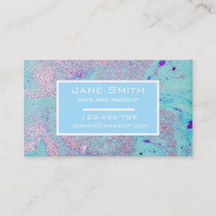 Stylish hair and make up pink and blue business business card