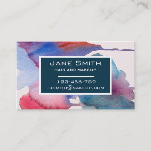 Stylish hair and makeup watercolor floral business business card