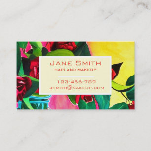 Stylish hair and makeup watercolor floral business business card