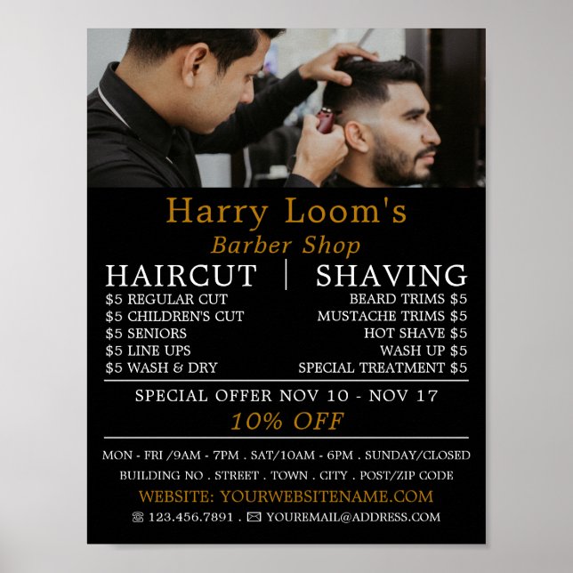 Stylish Hair Cut, Men's Barbers Advertising Poster (Front)