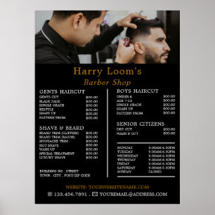 Stylish Hair Cut, Men's Barbers Price List Poster