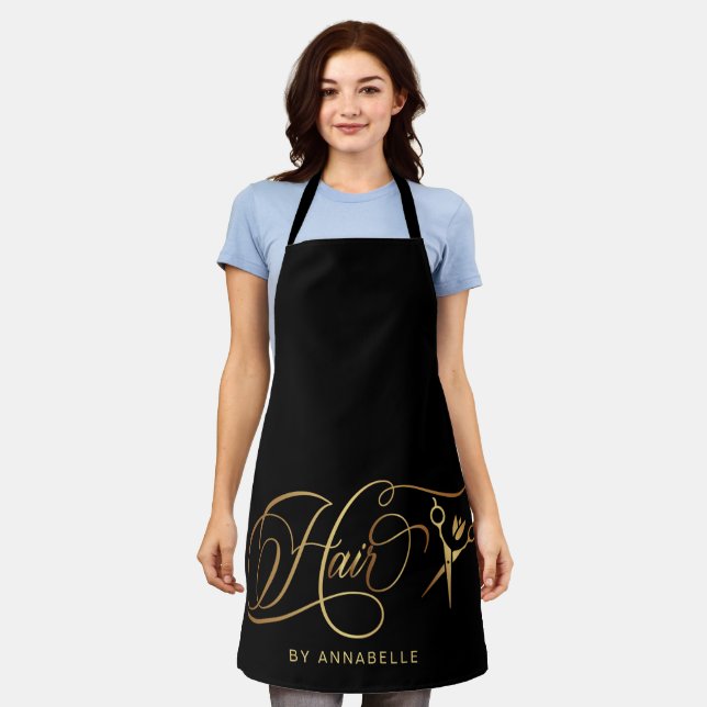 Stylish Hairstylist Gold & Black  Apron (Worn)