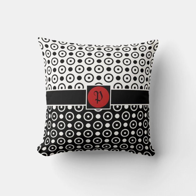 Stylish Half Black Half White polka dots Throw Pillow (Front)