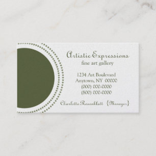 Stylish Half Circles Business Card, Olive Green Card