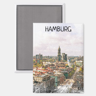 Stylish Hamburg Germany Hansestadt City View Magnet