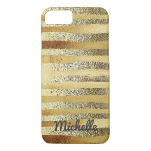Stylish hand drawn gold striped personalized iPhone 8/7 case