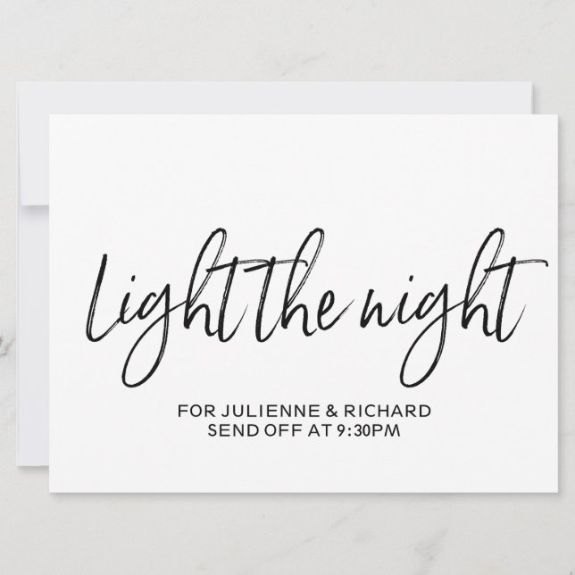 Stylish Hand Lettered "Light the Night" Sign Invitation (Front)