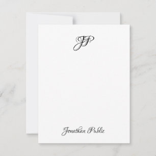 Stylish Hand Script Text Monogram Simple Design Card