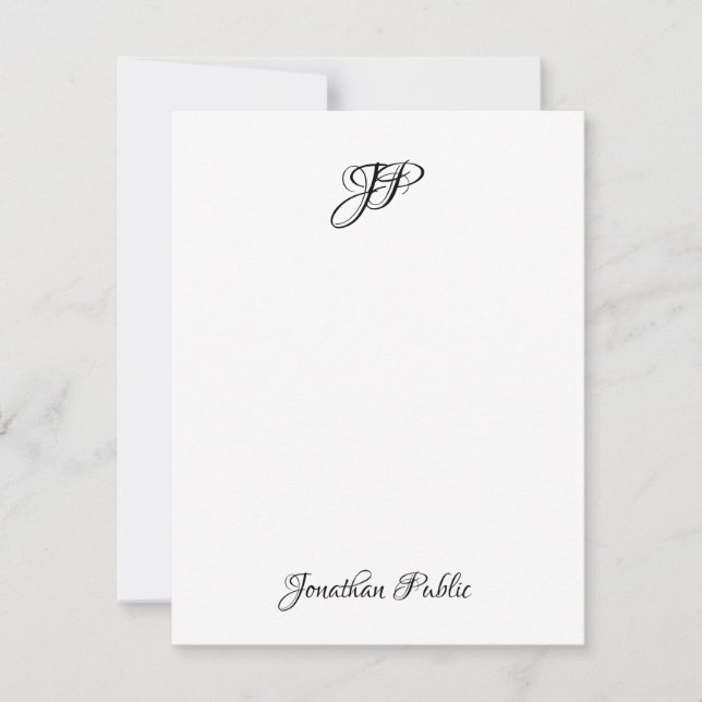 Stylish Hand Script Text Monogram Simple Design Card (Front)