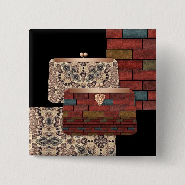 Stylish handbags 2 inch square button (Front)