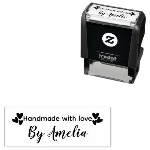 Stylish Handmade With Love Script  Self-inking Stamp