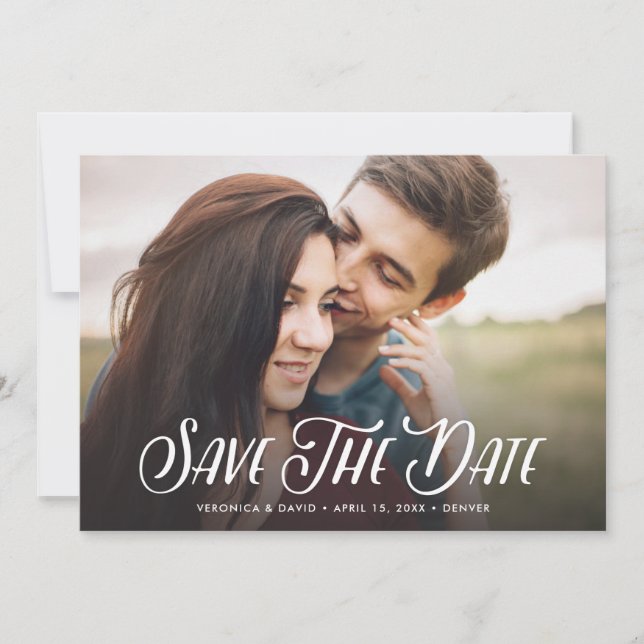 Stylish Handwritten Photo Save The Date (Front)