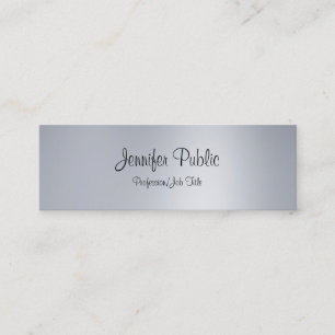 Stylish Handwritten Script Modern Silver Trendy Mini Business Card