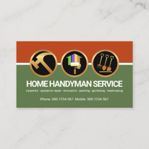 Stylish Handyman Icons Column Layers Contractor Business Card
