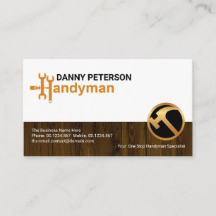 Stylish Handyman Motif Timber Fence Construction Business Card
