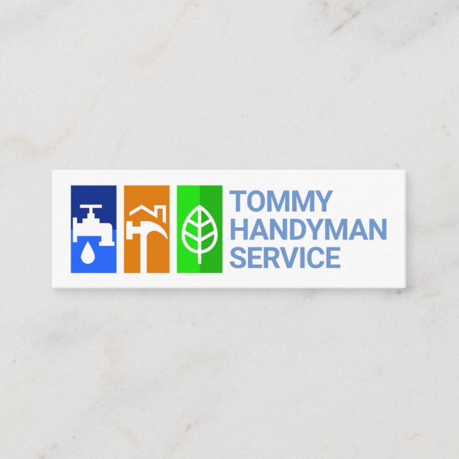 Stylish Handyman Tools Icon Panel Mini Business Card (Front)