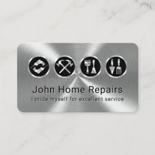 Stylish Handyman Tools On Silver Layer Business Card