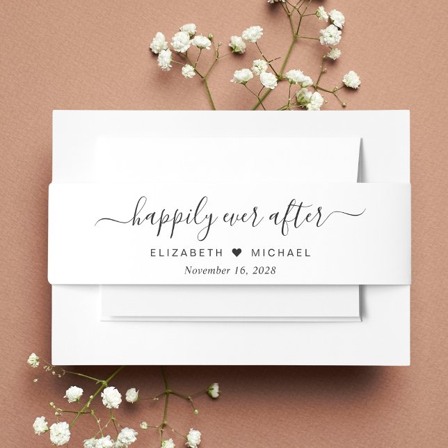 Stylish Happily Ever After Wedding Invitation Belly Band (Creator Uploaded)