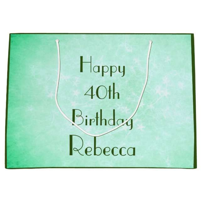 Stylish Happy 40th Birthday design Large Gift Bag (Front)
