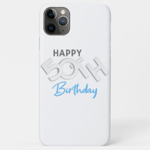 Stylish Happy 50th Birthday Typography iPhone 11 Pro Max Case