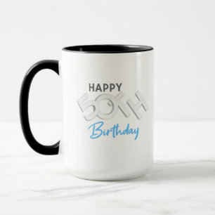 Stylish Happy 50th Birthday Typography Mug