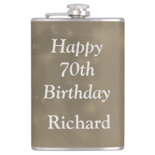 Stylish Happy 70th Birthday Hip Flask