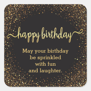 stylish happy birthday gold sparkles and glitters  square sticker