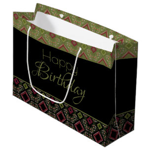 Stylish Happy Birthday Large Paper Tote Bag