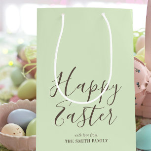 Stylish Happy Easter Gift Wrap Pistachio Green Medium Gift Bag
