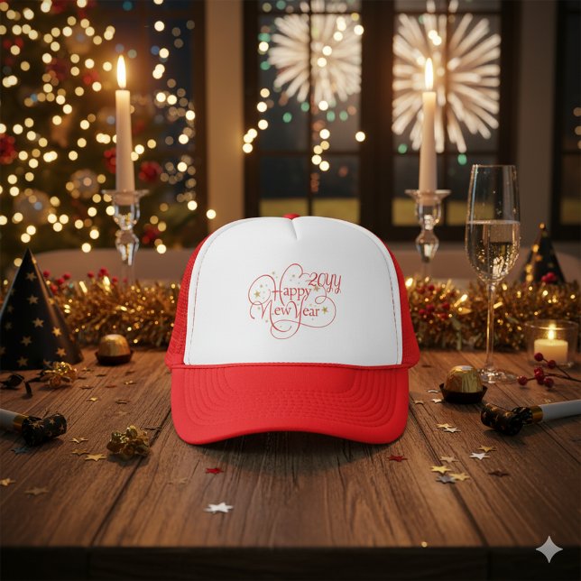 Stylish Happy New Year 20YY Personalized Trucker Hat (Stylish Happy New Year 20YY Personalized Trucker Hat)