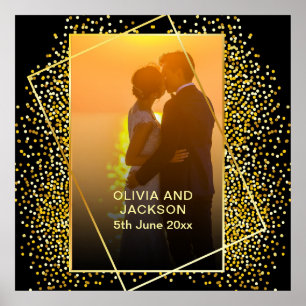 Stylish Happy Valentine's Gold Glitter   Poster