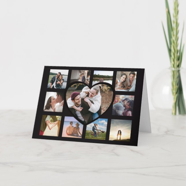 Stylish Heart Photo Collage Valentines Holiday Card (Front)