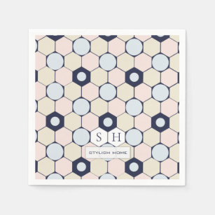 Stylish Hexagons and Circles Seamless Pattern Napkin