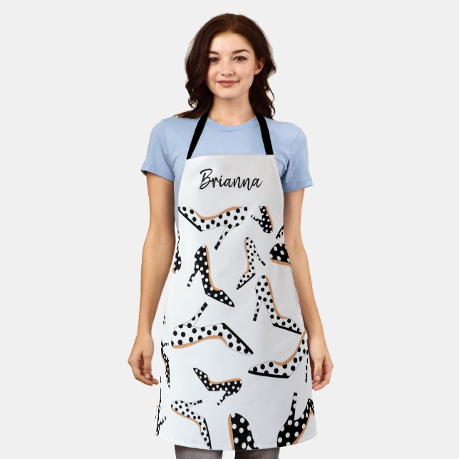 Stylish High Heels Black and White Apron (Worn)