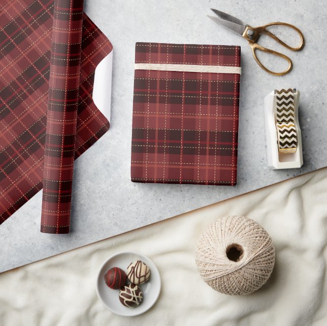 Stylish Holiday Red and Black Christmas Tartan Wrapping Paper (Crafts)