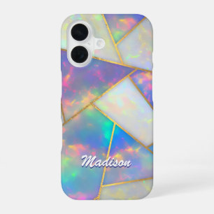 Stylish holographic agate geometric Case-Mate iPho iPhone 16 Case