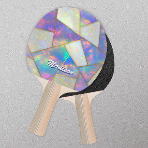 Stylish holographic agate geometric ping pong paddle